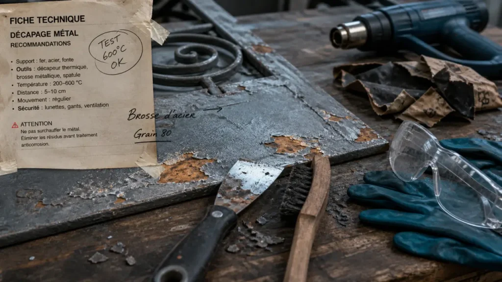 Décapage peinture metal sur tôle fer : surface décapée sans abîmer le métal
