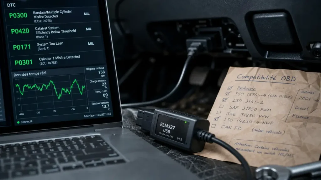 Logiciel de diagnostic automobile ELM327 : compatibilité ABS et SGW à vérifier avant d’acheter