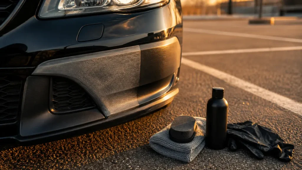 Rénovateur plastique extérieur voiture anti-grisaille, pare-chocs noir rénové