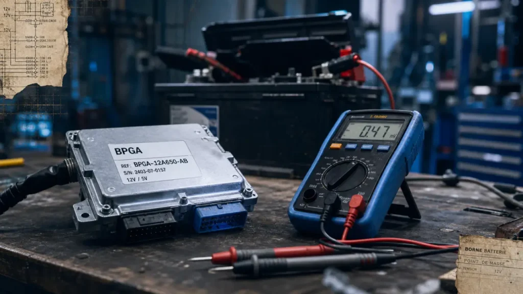 Tester boitier BPGA : 12V entrée, 0V sortie