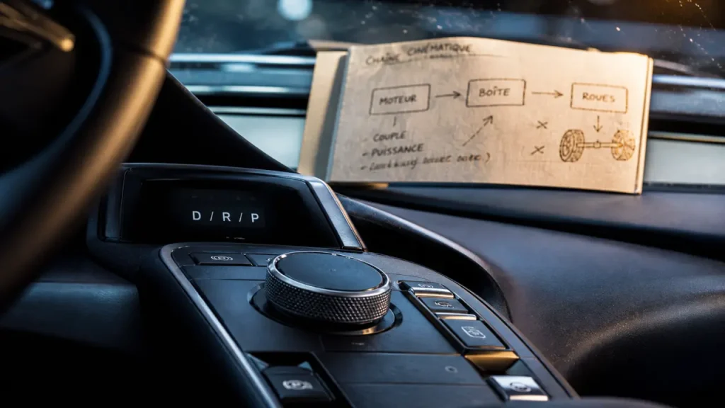 Transmission automatique : AT, DCT, CVT au volant, affiche D/R/P