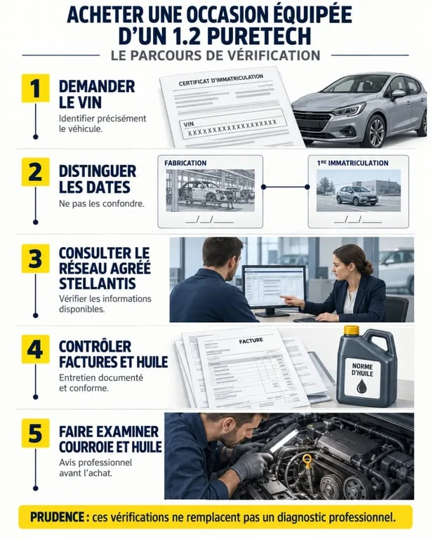 Vérification d'une courroie PureTech avant achat avec VIN, historique et contrôle professionnel