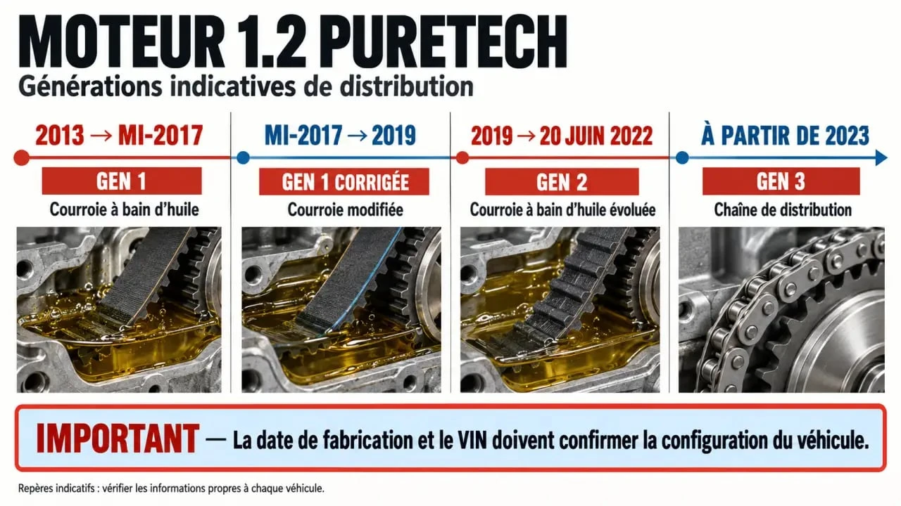 Courroie PureTech ou chaîne : comparaison des générations du moteur 1.2 selon la période de production
