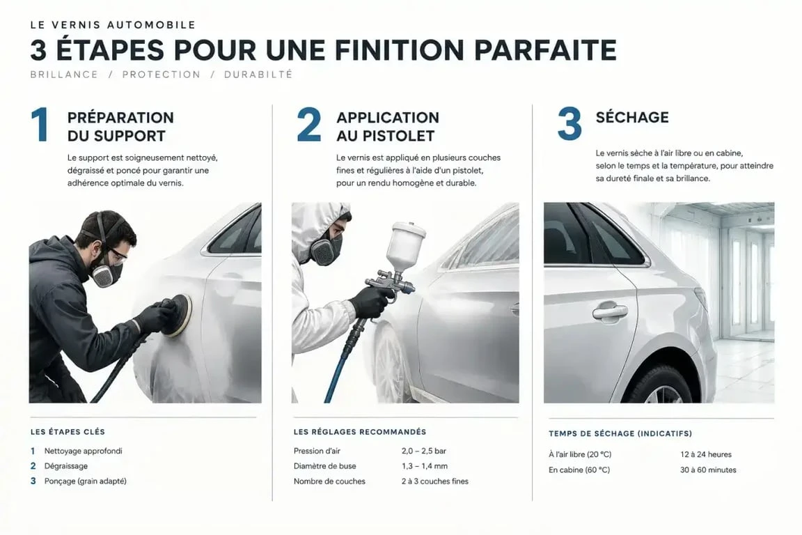 Étapes d'application du vernis pour automobile pour un résultat effet miroir