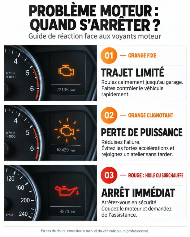 Problème moteur Peugeot : niveaux d'urgence selon le voyant et les symptômes