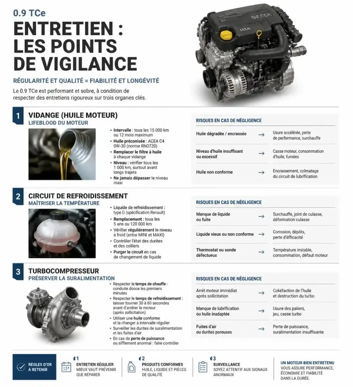 Points de vigilance entretien moteur 0.9 TCe 90 ch