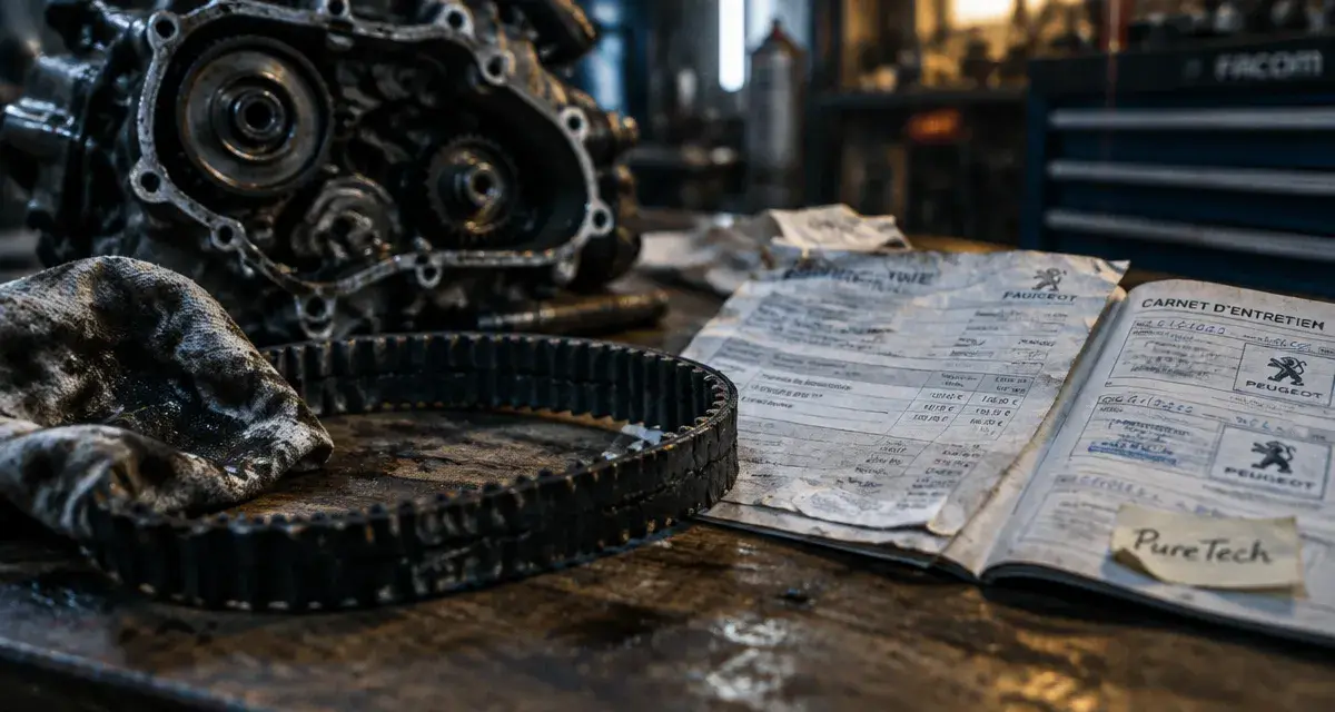 Moteur PureTech avis : courroie usée et carter moteur ouvert