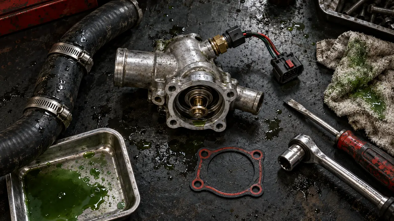 Où se trouve la sonde de température liquide de refroidissement : boîtier et petite sonde vissée sur le moteur