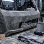 Peindre du plastique voiture : pare-chocs poncé et préparation avant peinture