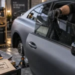 Pose vitre teinté voiture : film solaire sur vitre latérale