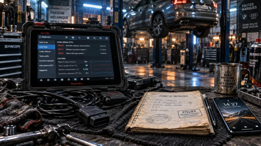 Valise diagnostic auto multimarque professionnelle en atelier, Live Data OBD2