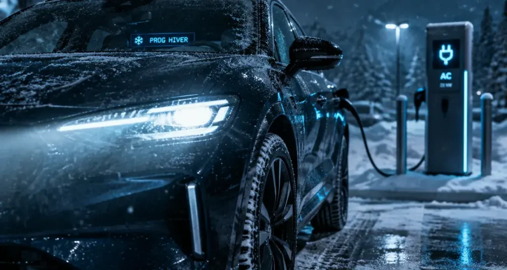Voitures électriques froid : autonomie réduite sur route enneigée